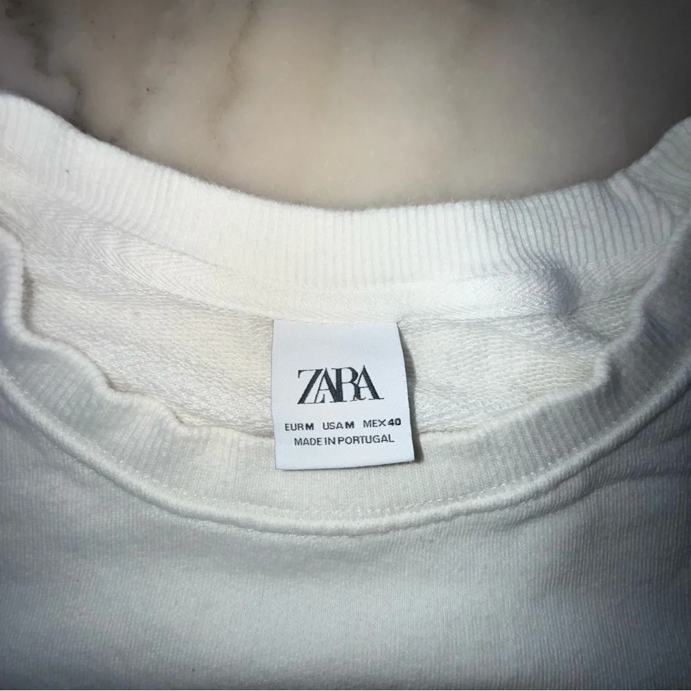 Zara White Botanic Bloom Crewneck Sweater Medium